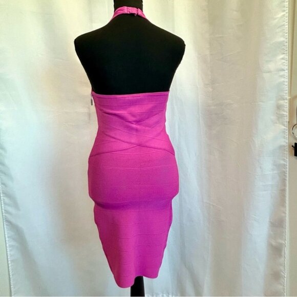 GUESS pink bandage bodycon halter top mini dress M sexy clubwear cocktail party - Picture 5 of 16